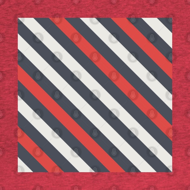 Diagonal Black, White and Red Stripes by kallyfactory